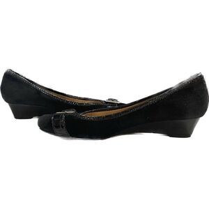 Michael Michael Kors Black Suede Wedge Heels Buckle Shoes Women's Size 8
